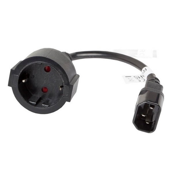 Lanberg Adapter C14 to Schuko(F), For UPS, 20CM/ CA-C14E-10CC-0018-BK
