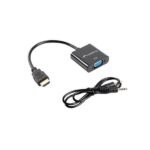 Lanberg Adapter HDMI(M) to VGA(F)+MINIJACK 3.5MM(F), 20CM, Black