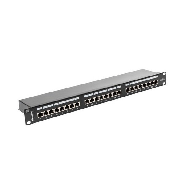 Lanberg Patch Panel 24 Port CAT.6 FTP, With Cable Organizer Shielded, Black, PPS6-1024-B