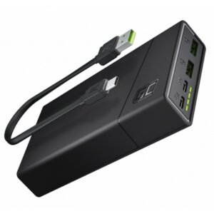 Green Cell Power Bank Lithium Polymer (LiPo) 20000 mAh, 2 USB-A, 2 USB-C, Black