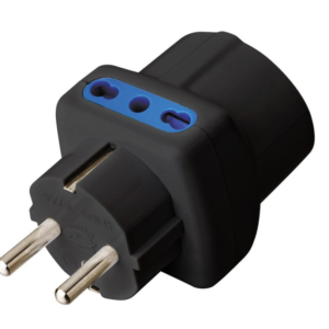 Techly Three way Adapter 2p 10/16A Schuko+1 Black