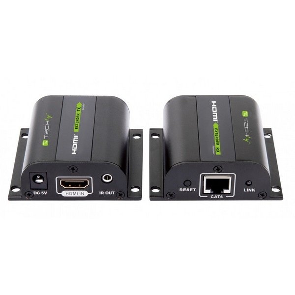Techly Extender HDMI, Full HD, 3D, IR on Cat.5E/6/6A/7 Cable 60m, Self-adjusted