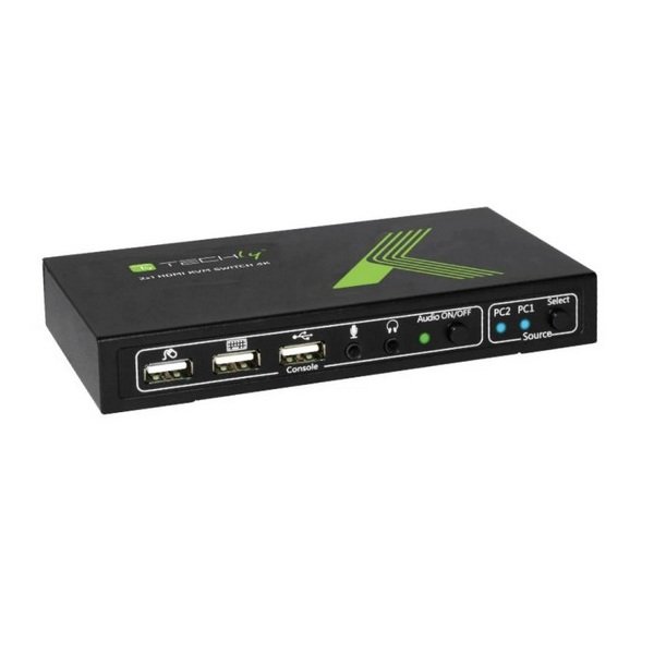 Techly KVM Switch-USB to HDMI 2 x 1 Ports, 4K, Black - Figura 2
