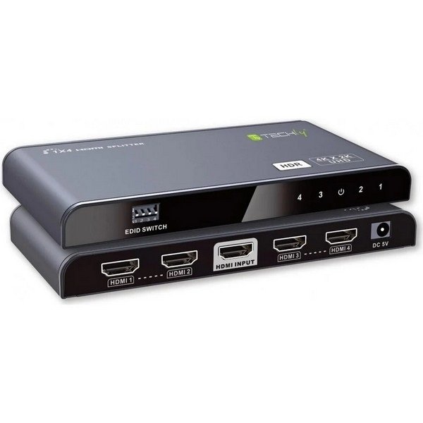 Techly Splitter HDMI 2.0 4K A 2 Vie – HDR, EDID, 60Hz, Struttura In Metallo, Nero