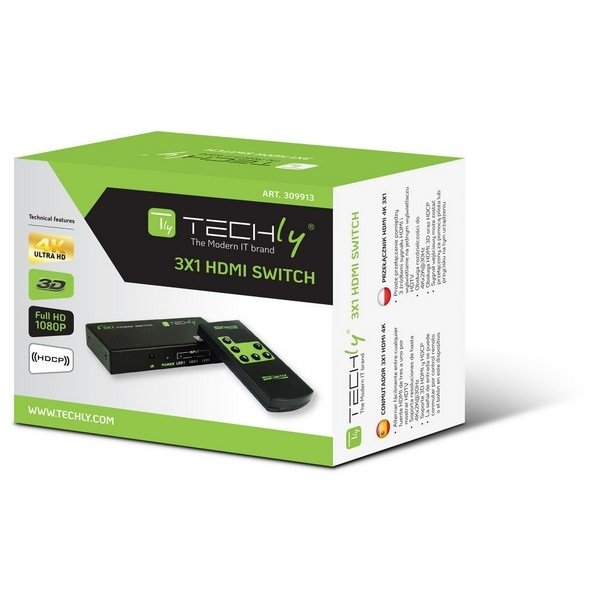 Techly Switch HDMI 3 IN 1 OUT, 4K UHD, 3D Remote Control