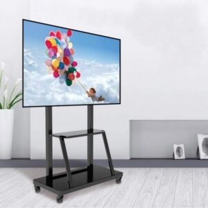 Techly TV Stand, Cart, Camera Shelf, On Casters, 55-100", 150kg, VESA 800x600, Black, ICA-TR30
