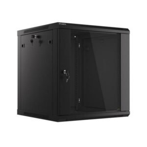 Lanberg Rack Cabinet 19" Wall-Mount 12U 600X600 (Flat Pack), Glass Door, LCD, Black V2