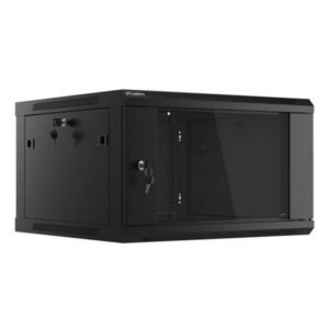 Lanberg Rack Cabinet 19" Wall-Mount 6U 600X600 (Flat Pack), Glass Door, LCD, Black V2