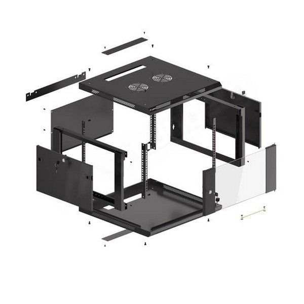 Lanberg Rack Cabinet 19" Wall-Mount 6U 600X600 (Flat Pack), Glass Door, LCD, Black V2 - Figura 4