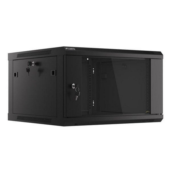 Lanberg Rack Cabinet 19" Wall-Mount 6U 600X600 (Flat Pack), Glass Door, LCD, Black V2