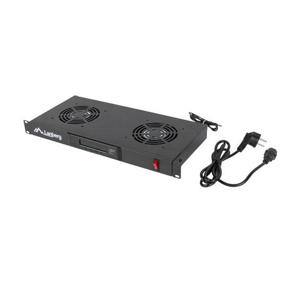 Lanberg Ventilation Panel with LCD 2 FANS + Thermostat, 230V, Black - Figura 2