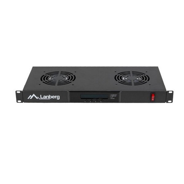 Lanberg Ventilation Panel with LCD 2 FANS + Thermostat, 230V, Black