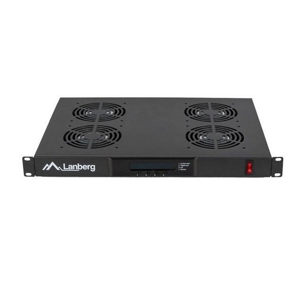 Lanberg Ventilation Panel with LCD 4 FANS + Thermostat, 230V, Black