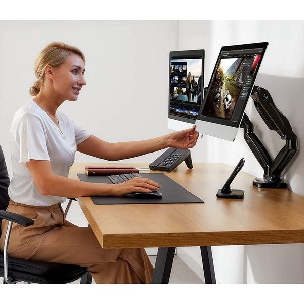 Techly Dual Monitor Desk Mount, Stand 17-32", Black, ICA-LCD 462B - Figura 4